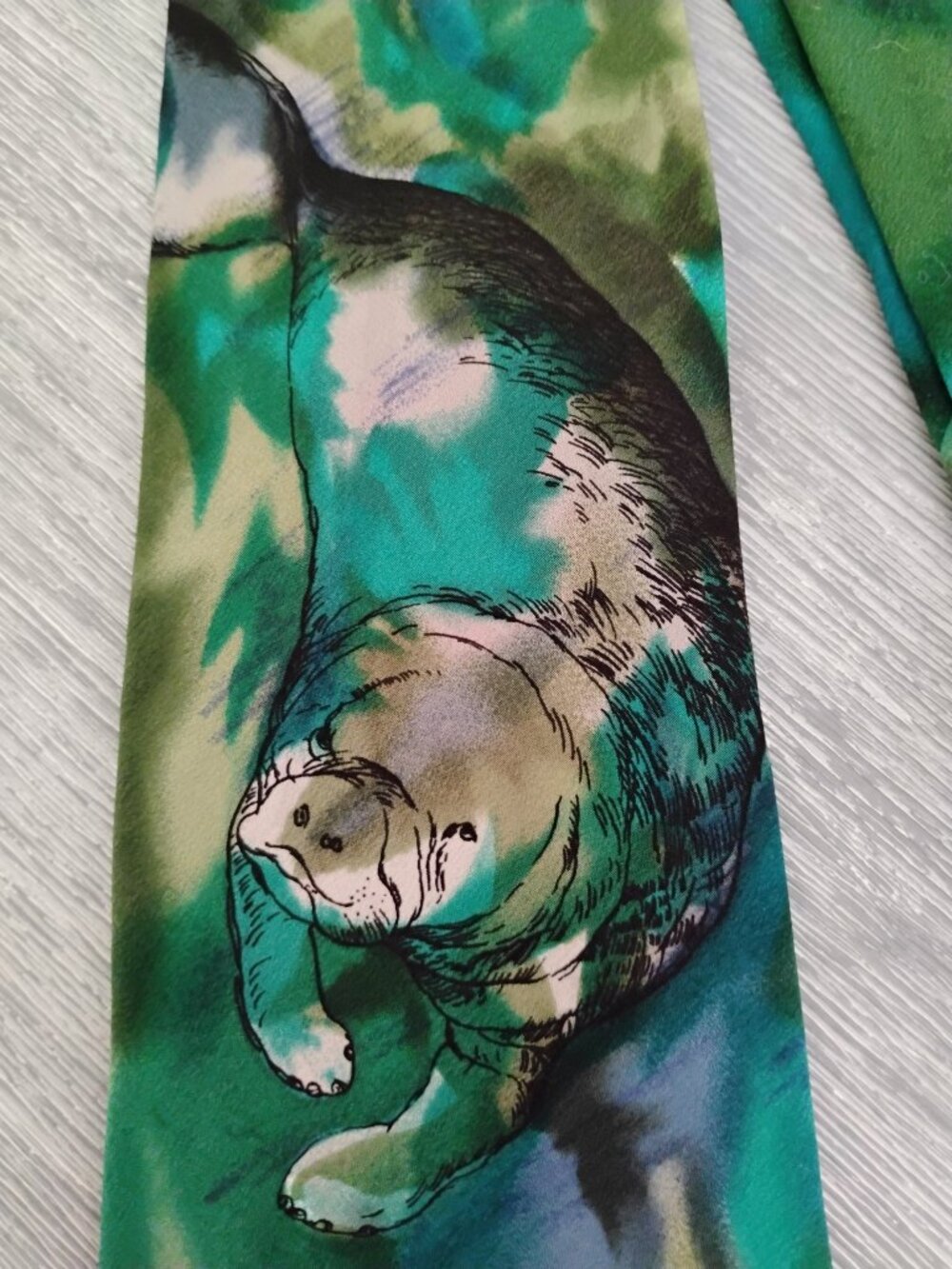Manatee Vintage World Wildlife Fund WWF Silk Tie
